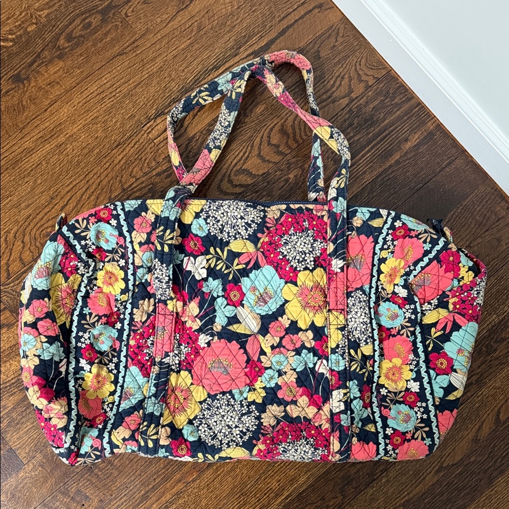 Vera Bradley Navy Multi Quilted Floral Travel Tote